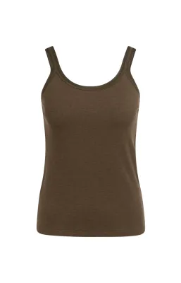 YAYA Singlet met mesh hals Bruin