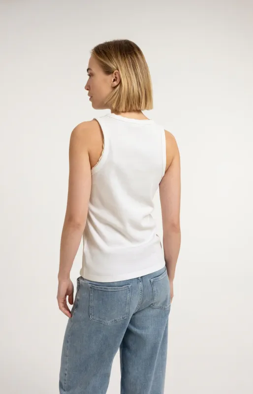 YAYA Singlet met kanten details Beige