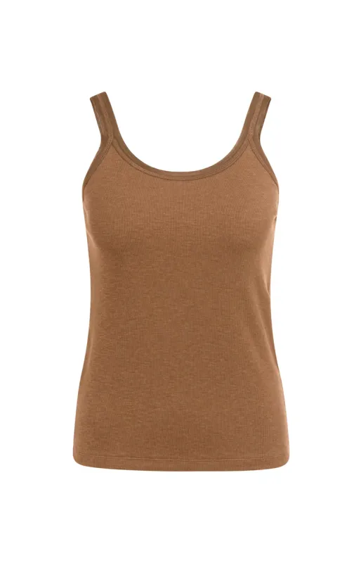 YAYA Singlet met mesh hals Bruin