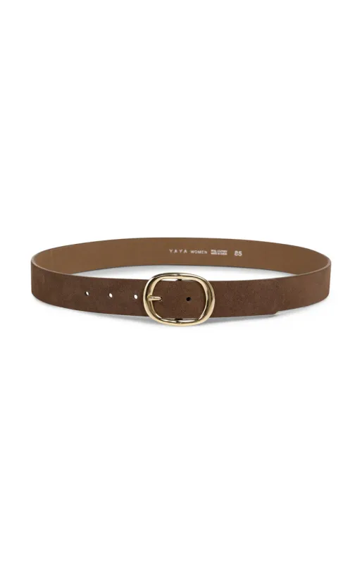 YAYA suede riem met ovale gesp