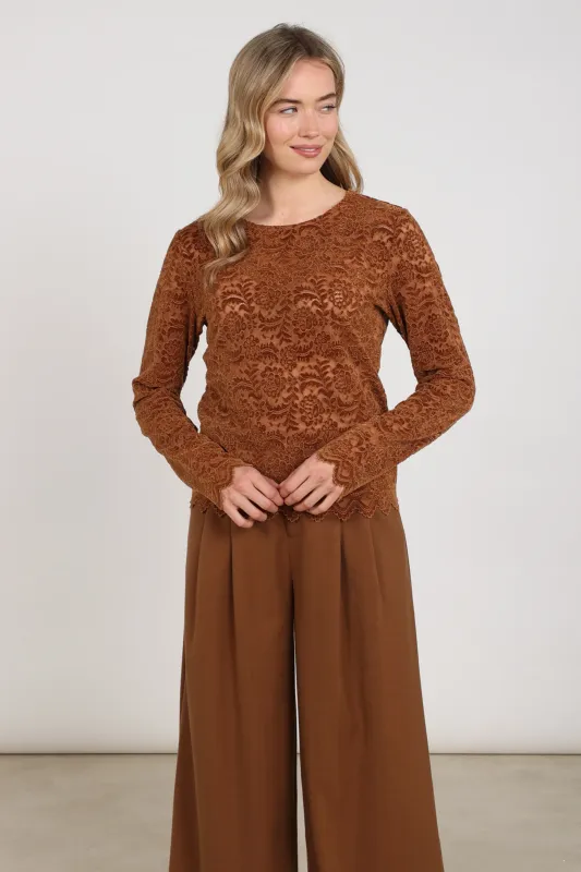 Nukus Wies Top Lace Bruin