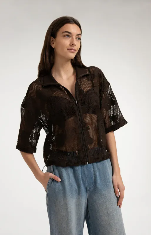 YAYA Crochet jasje Bruin