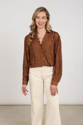 Nukus Anika Blouse Paillet Bruin