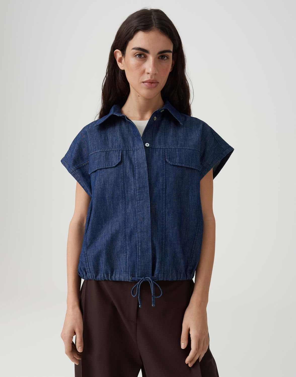 Opus Chambray blouse in denimlook Blauw