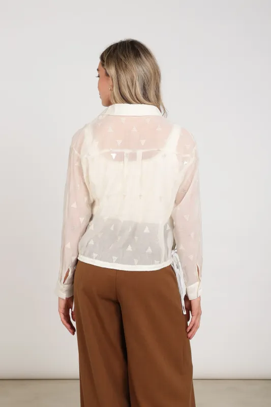 Nukus Ally Blouse Square Embroidery Ecru