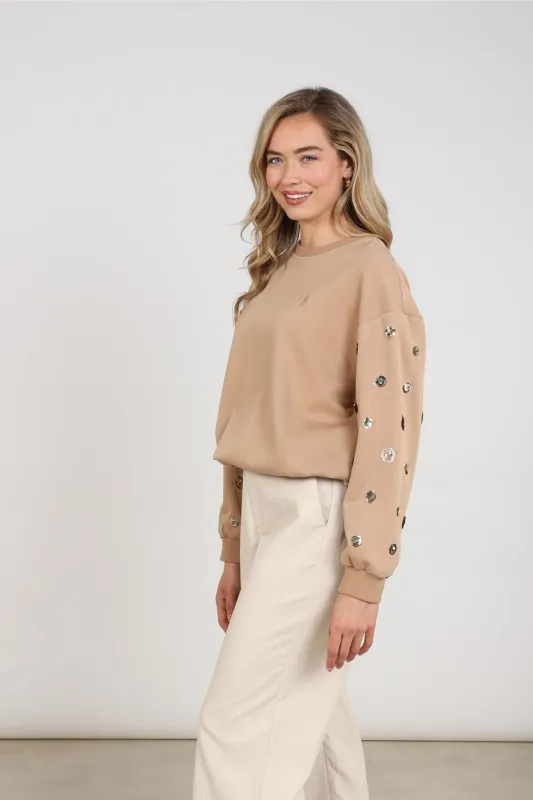 Nukus Sara Pullover Paillet Beige
