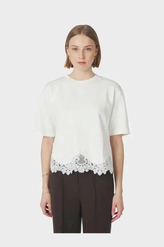 Neo Noir Iria Lace Tee White