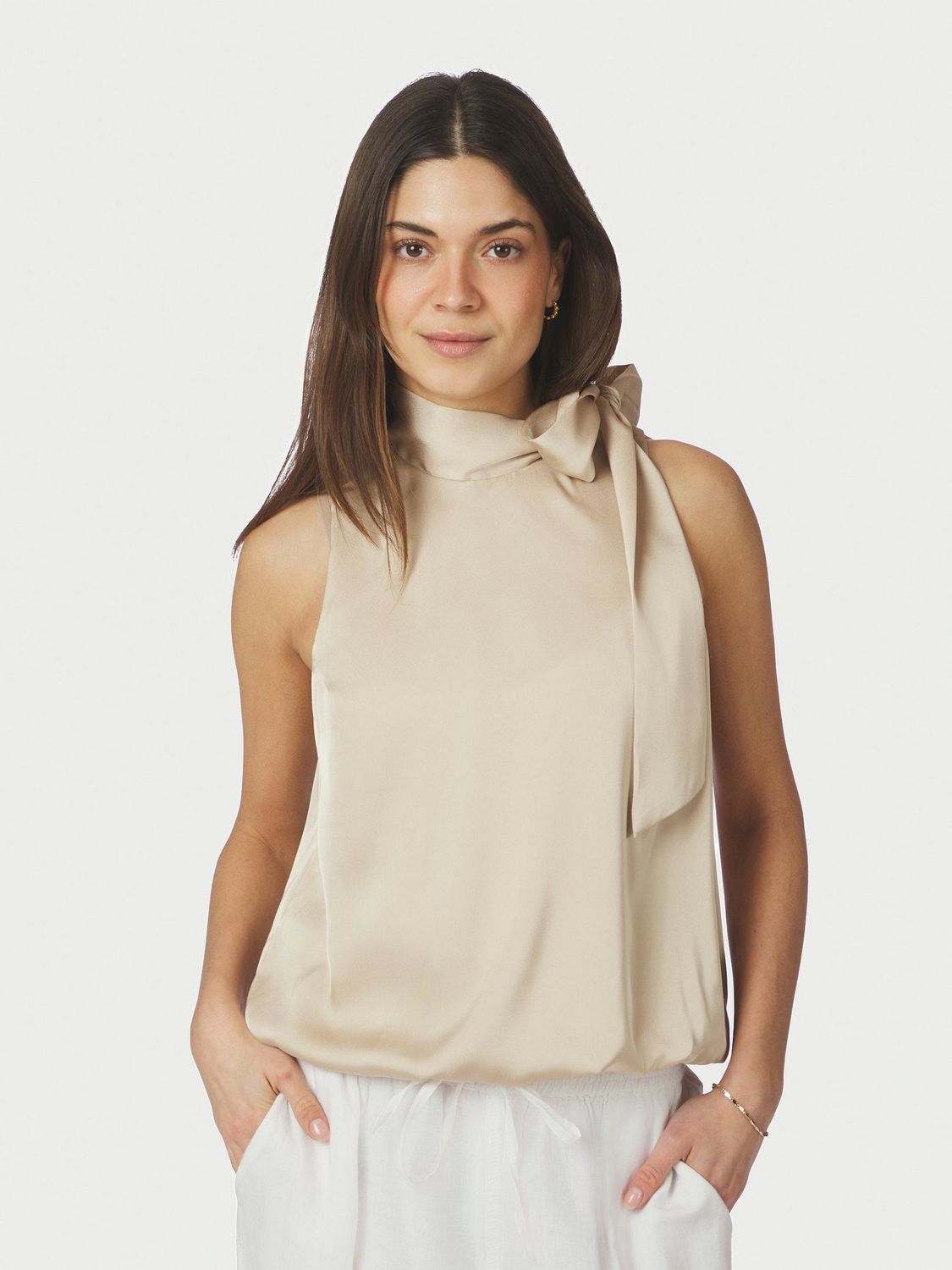 Neo Noir Veda Drapy Satin Top Bruin