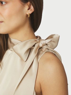 Neo Noir Veda Drapy Satin Top Bruin