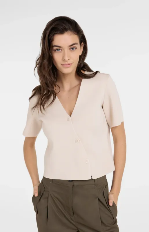 YAYA Clean knitted gilet with slant Beige