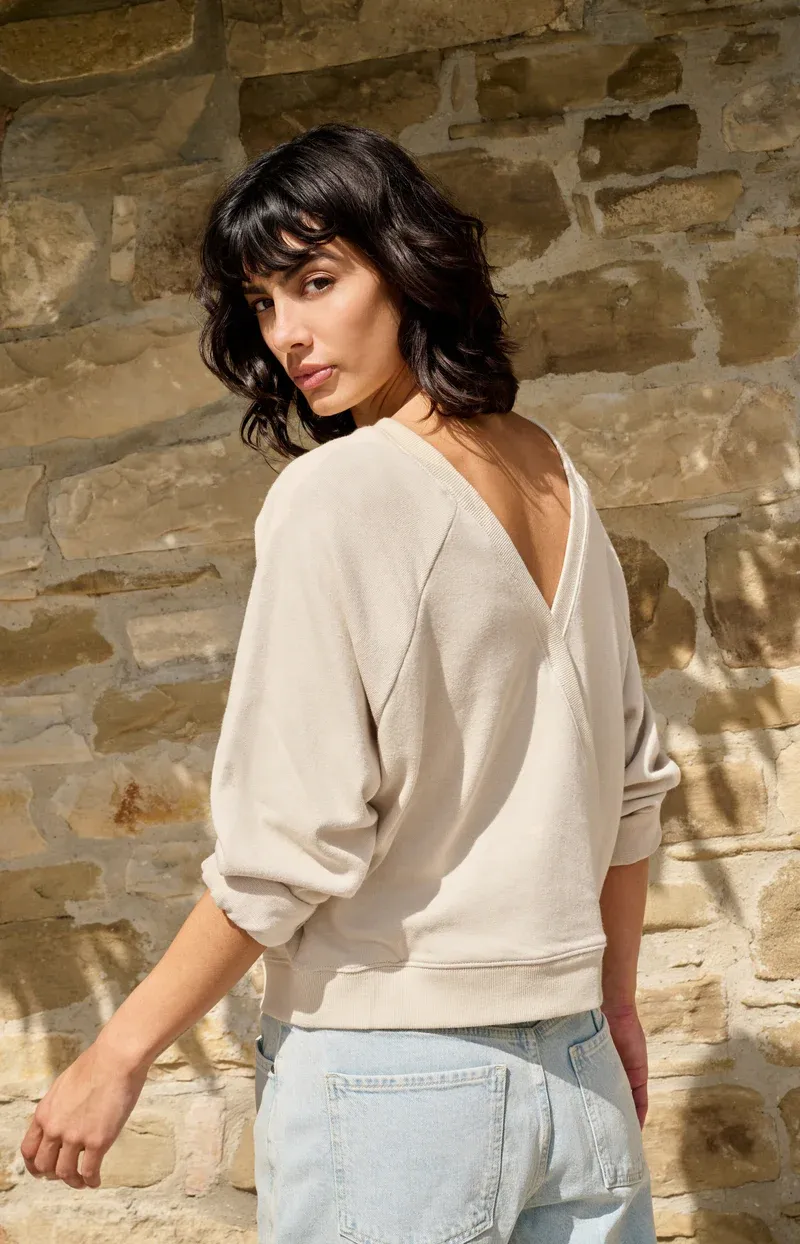 YAYA Sweatshirt with wrap detail Beige