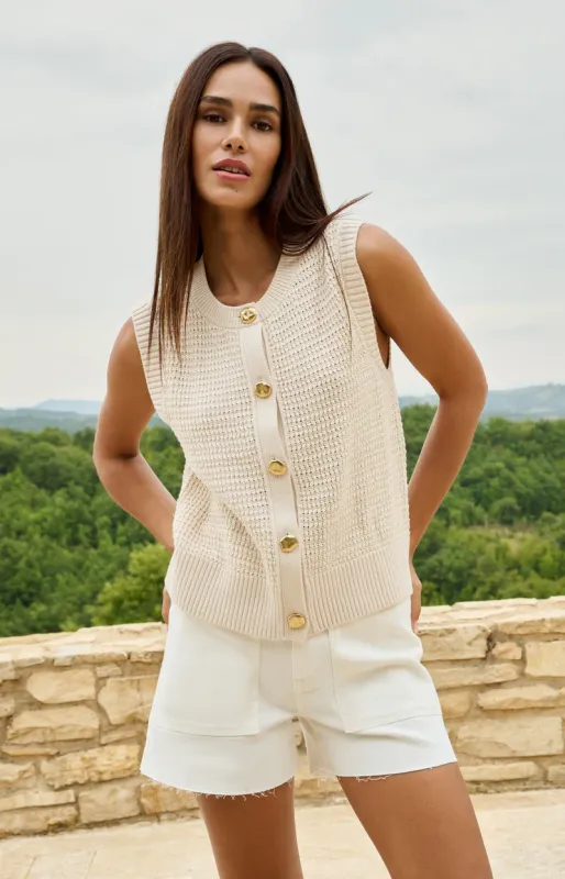 YAYA Mouwloos grofgebreid vest Beige