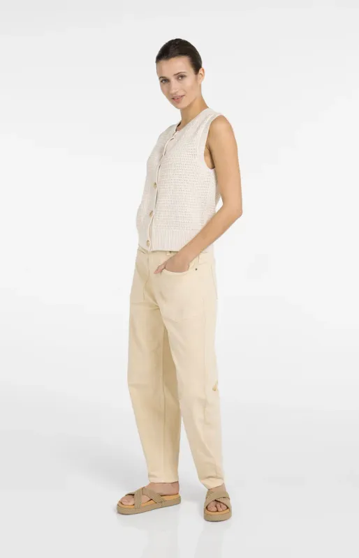 YAYA Mouwloos grofgebreid vest Beige
