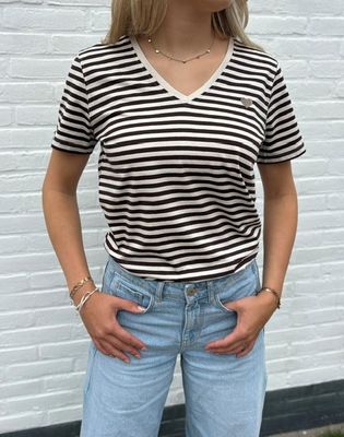 Freequent Gestreepte T-shirt Bruin