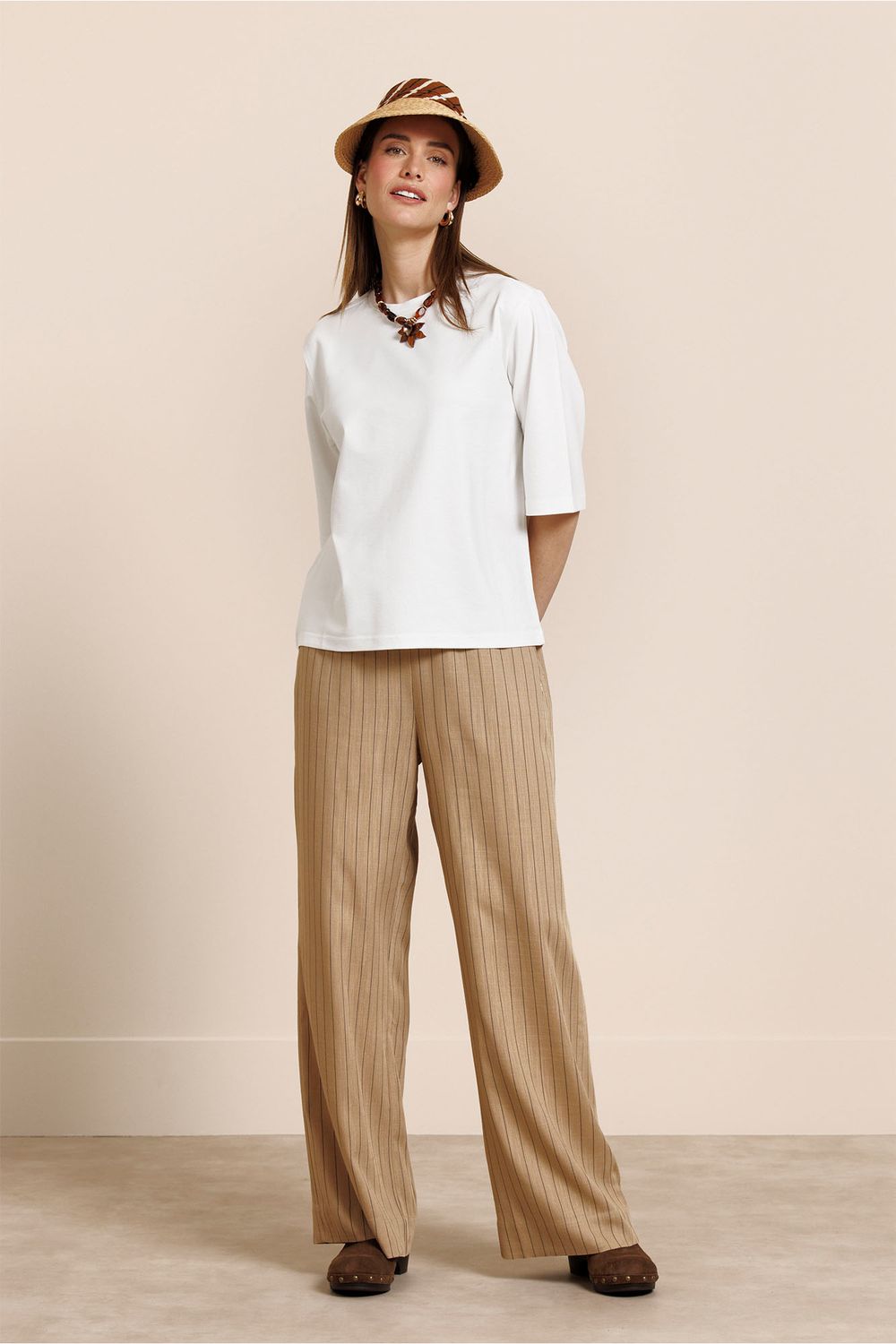 Studio Anneloes Devine stripe trousers Beige