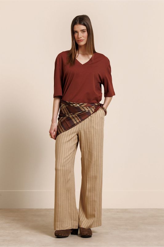 Studio Anneloes Devine stripe trousers Beige