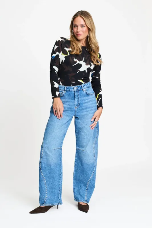 Pom Amsterdam jeans Jacky Studs Blauw