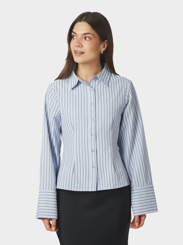 Neo Noir Rosa Striped Crepe Shirt Blauw