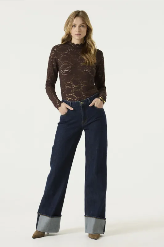 Garcia Kanten T-shirt Bruin