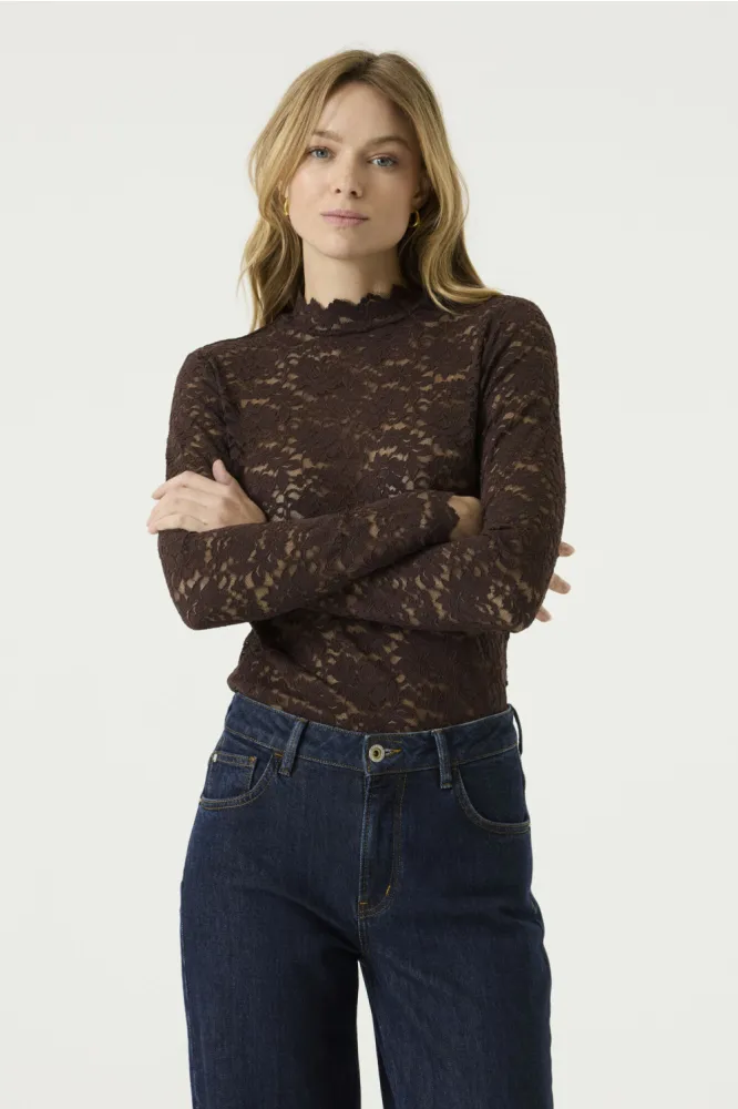 Garcia Kanten T-shirt Bruin