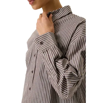 Garcia Gestreepte Blouse Bruin