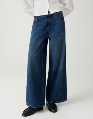 Opus Meddy loosy wijde jeans donker Blauw