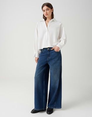 Opus Meddy loosy wijde jeans donker Blauw