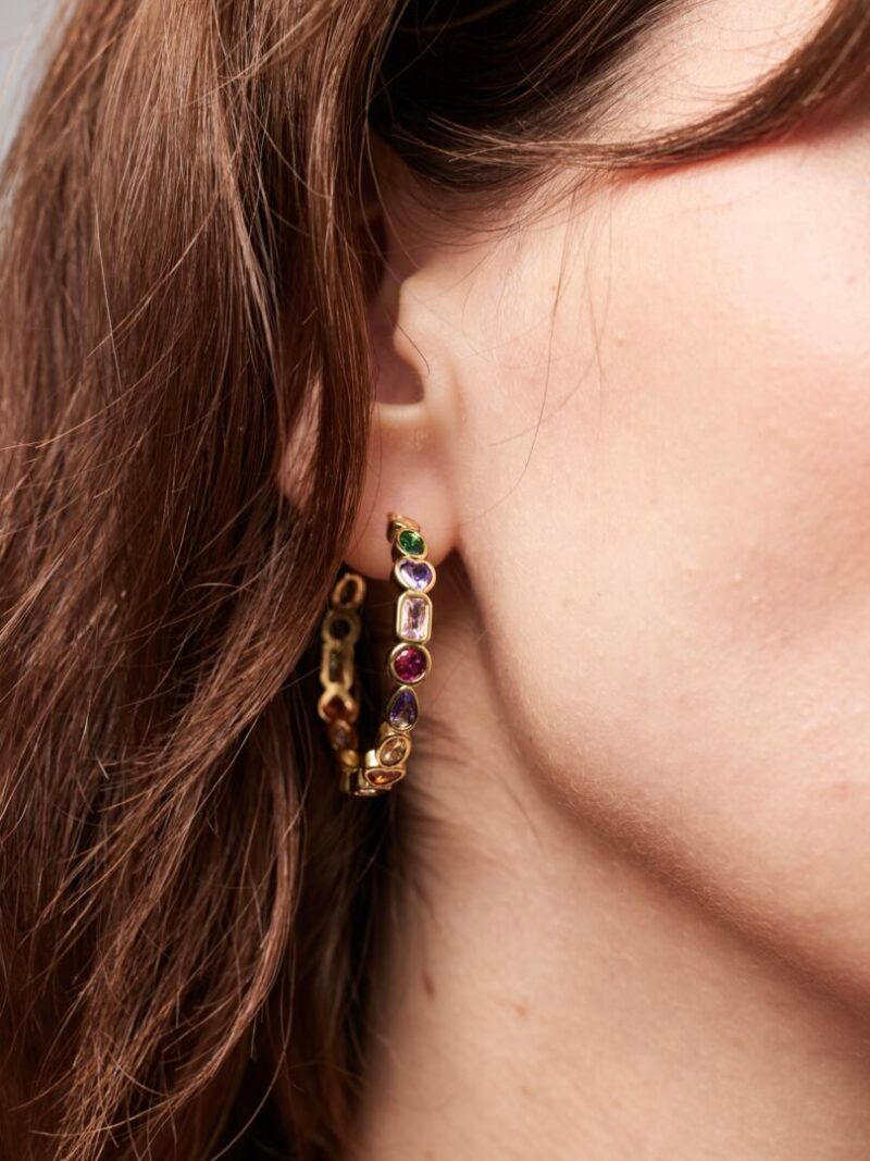 Ellen Beekmans Oorringen strass multicolori Goud