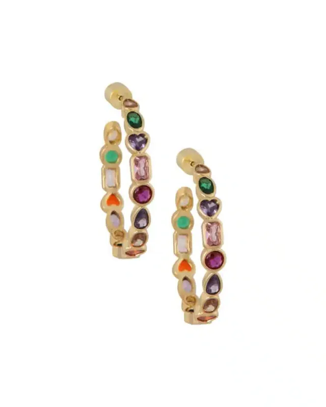 Ellen Beekmans Oorringen strass multicolori Goud