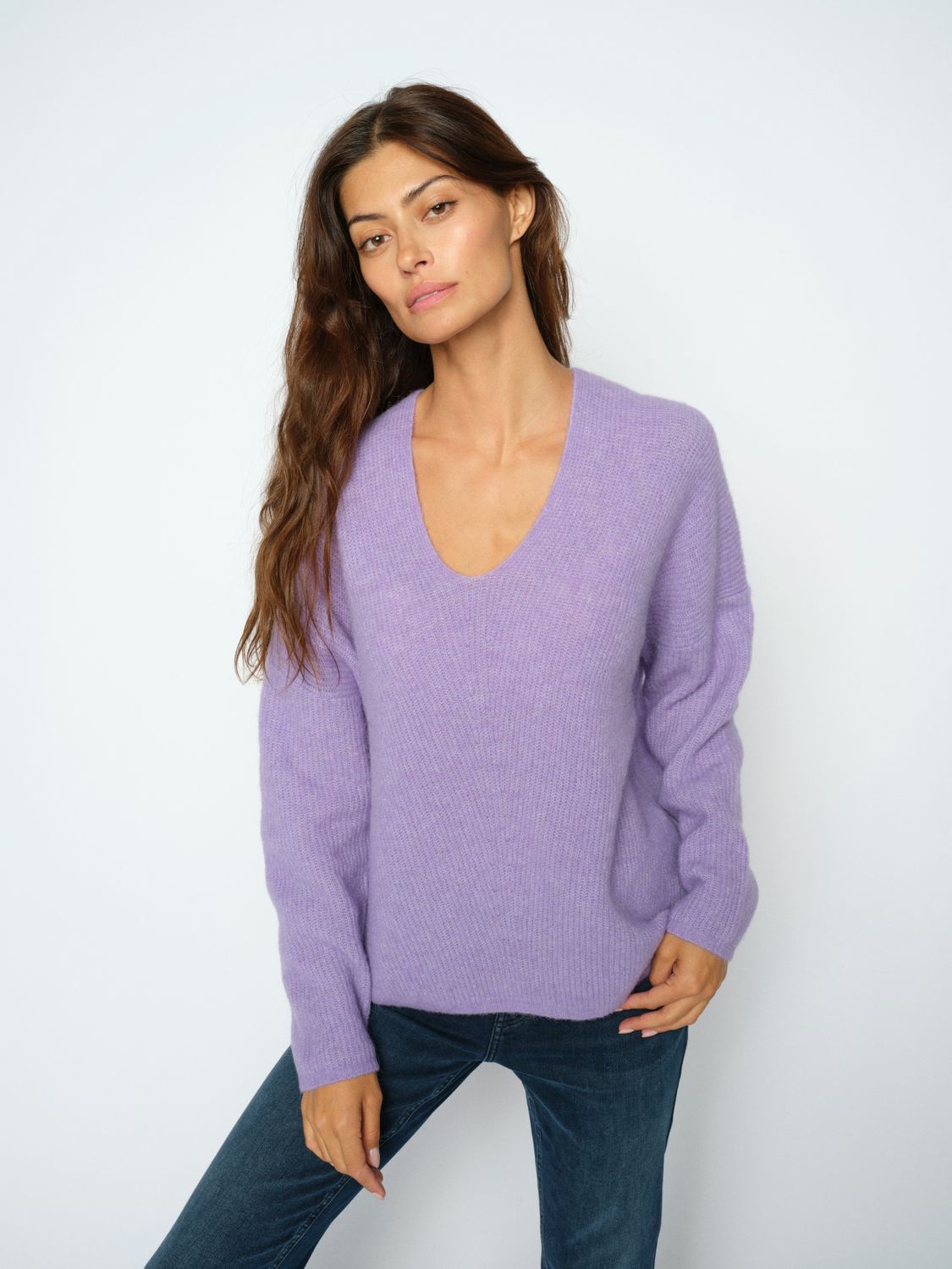 Mos Mosh MMThora V-Neck Knit Paars