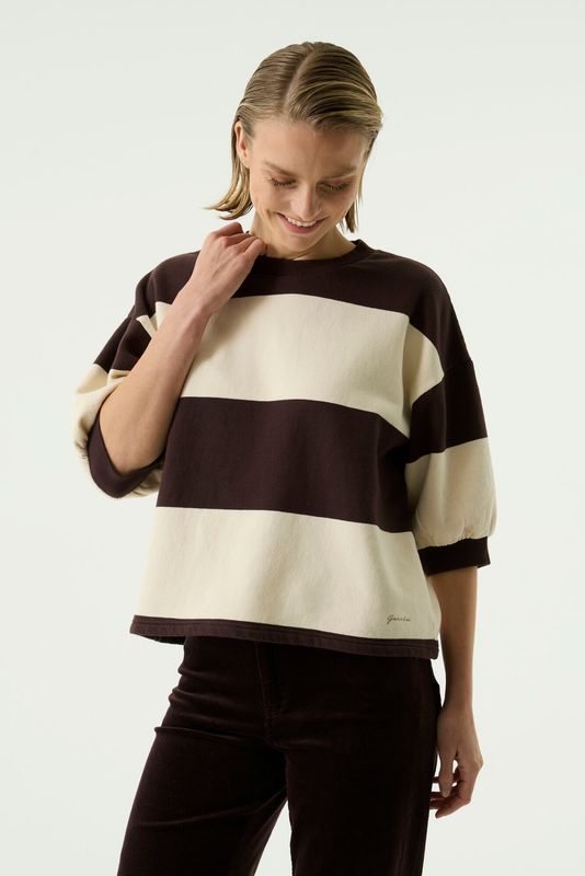 Garcia Gestreepte sweater Bruin