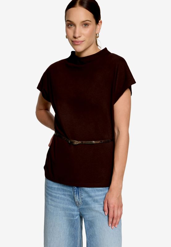 Zero T-shirt met riem Bruin