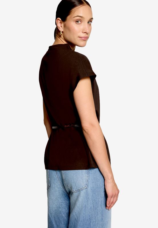 Zero T-shirt met riem Bruin
