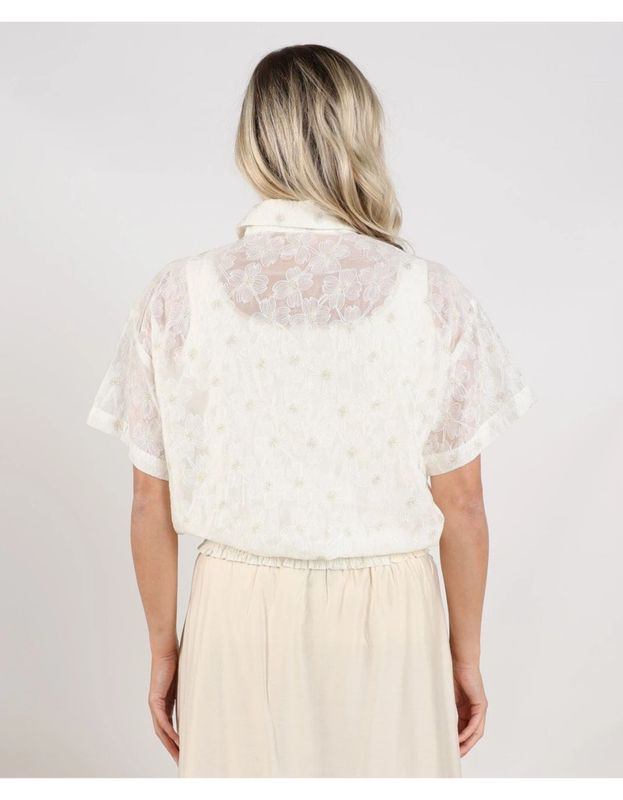 Nukus Britt Blouse Flower Ecru