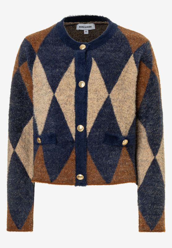 More &amp; More Argyle Cardigan Multi