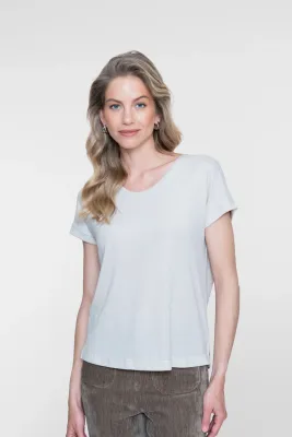 Geisha shimmer top met korte mouwen Beige