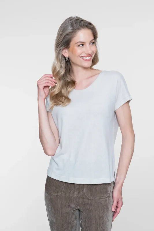 Geisha shimmer top met korte mouwen Beige