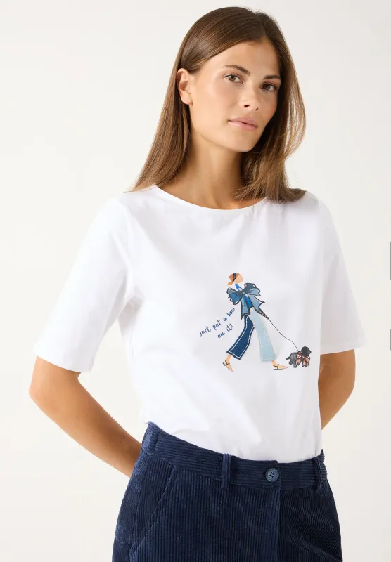 moreandmore Shirt with Placement Print white