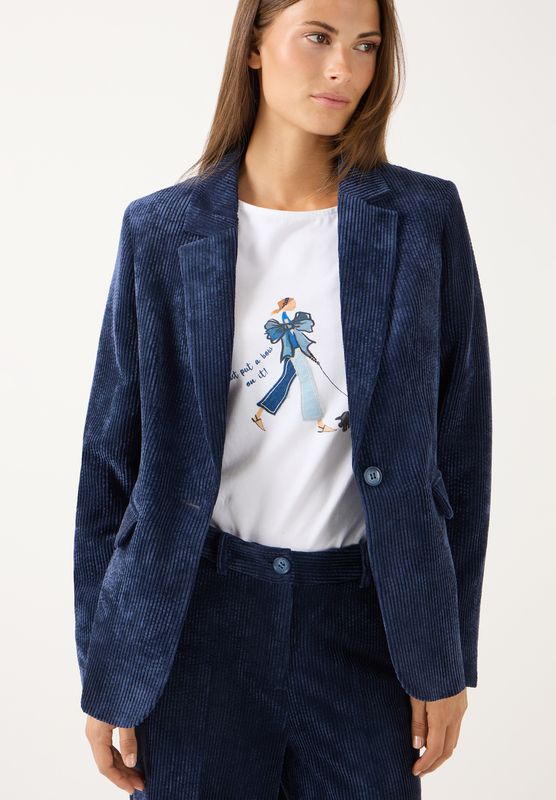 More &amp; More Soft Corduroy Blazer Blauw