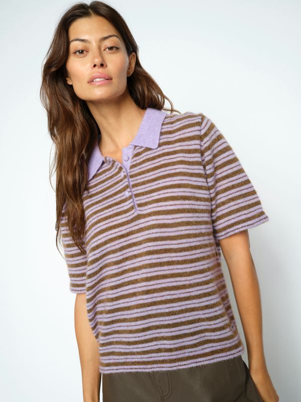 Mos Mosh Milvi SS Stripe Polo knit Paars