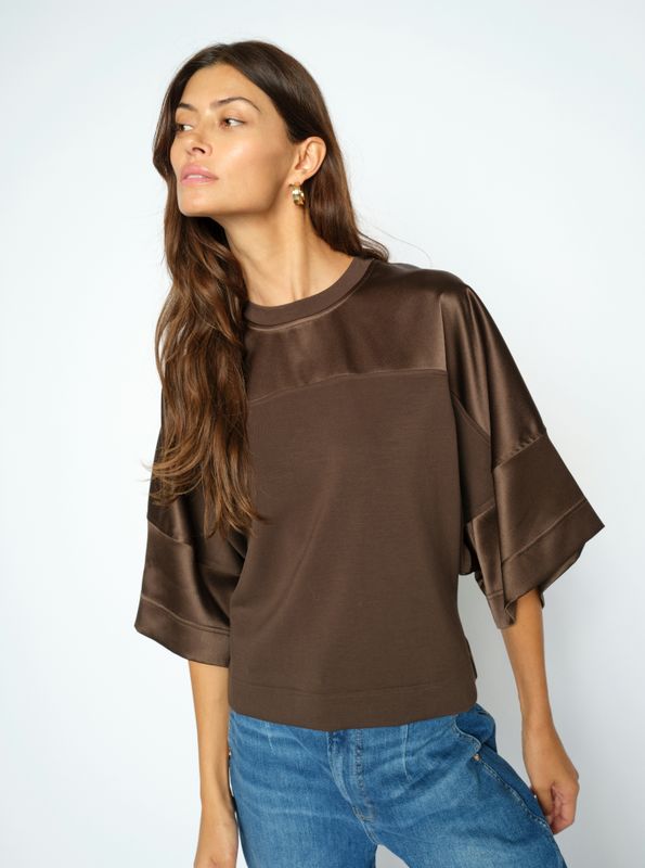 Mos Mosh Lela Satin Sweatshirt Bruin