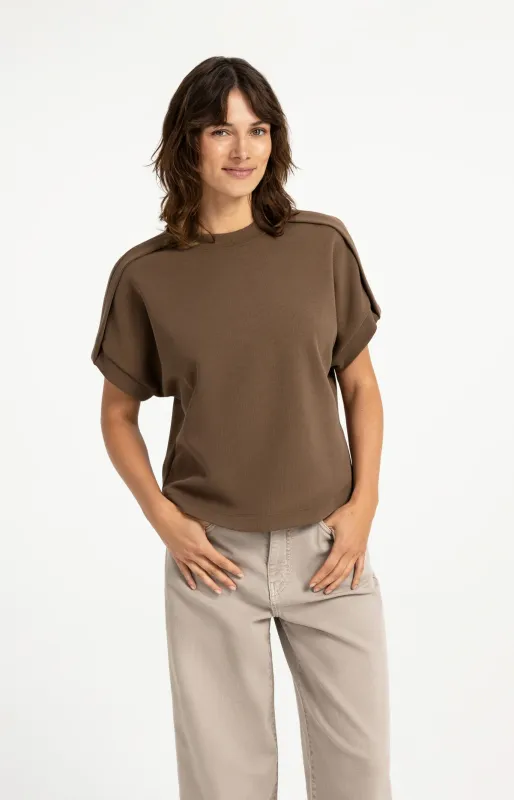YAYA Mouwloze sweater teak brown