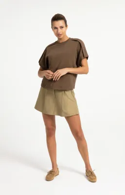 YAYA Mouwloze sweater teak brown