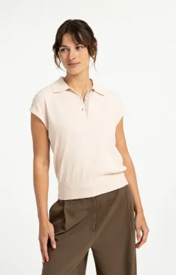 YAYA Mouwloze polo peach pink