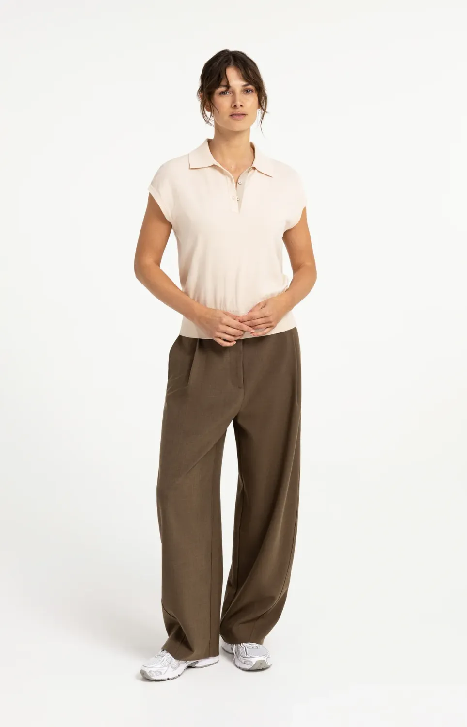 YAYA Mouwloze polo peach pink