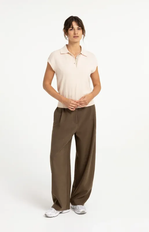 YAYA Mouwloze polo peach pink