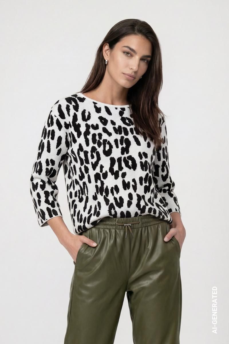 Monari trui met print Zwart/Wit