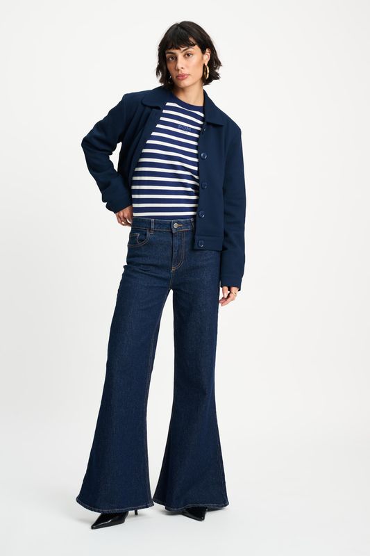 Pom Amsterdam jeans - Jessie Flare Dark Blue Blauw