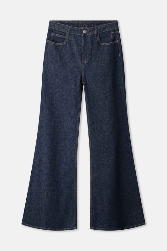 Pom Amsterdam jeans - Jessie Flare Dark Blue Blauw
