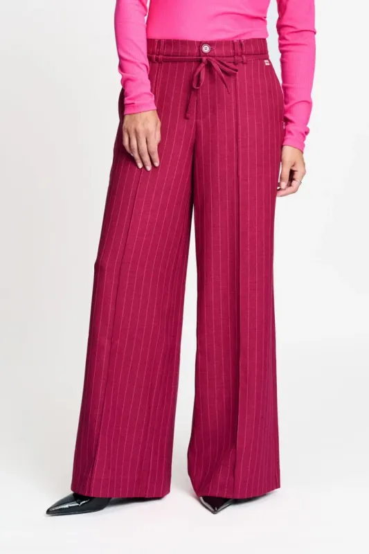 Pom Amsterdam pants - Jess Striped Burgundy Red Rood